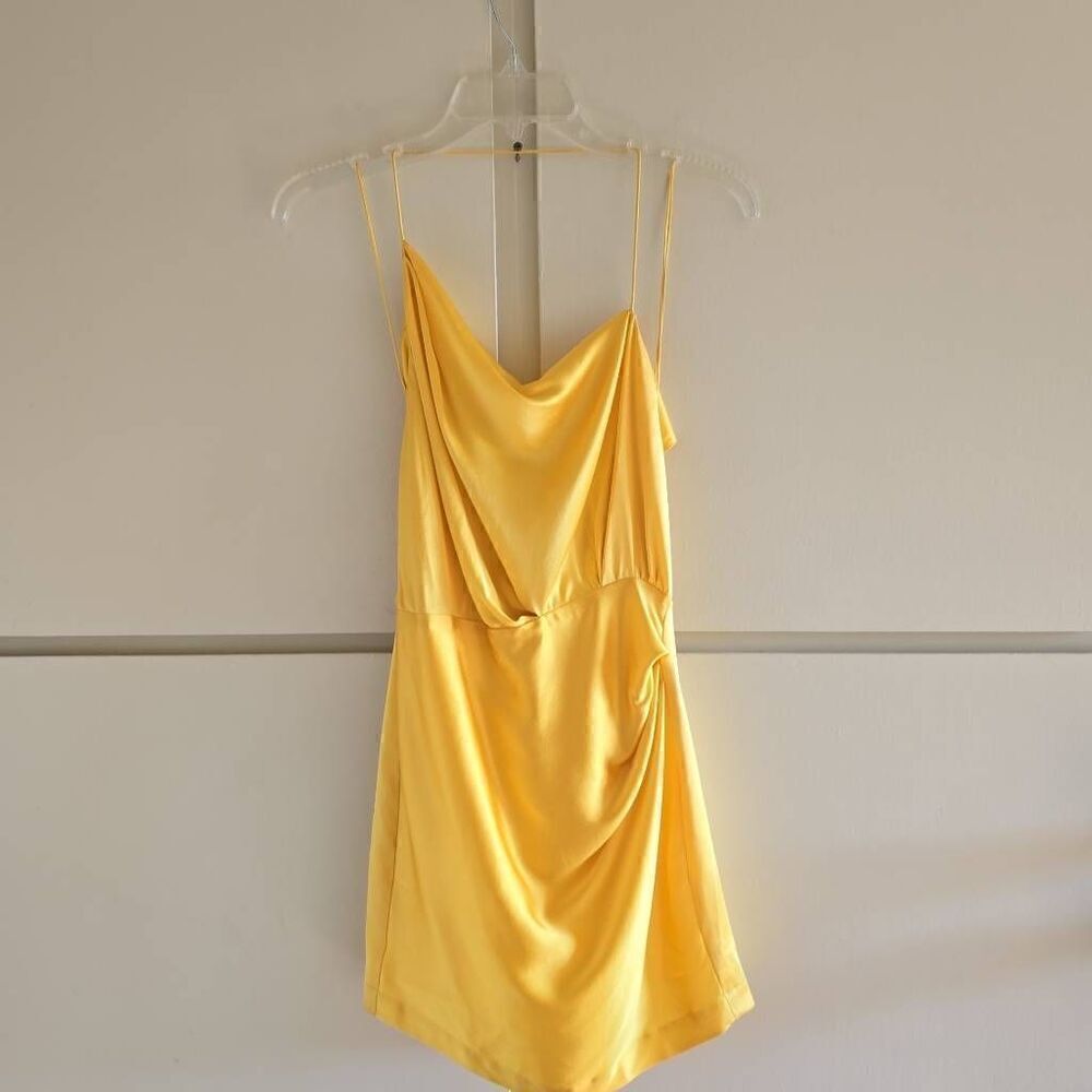 THE SEI Yellow silk halter minidress, NWOT, XS